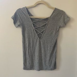 Grey Reversible Shirt with Crisscross Strap Detail